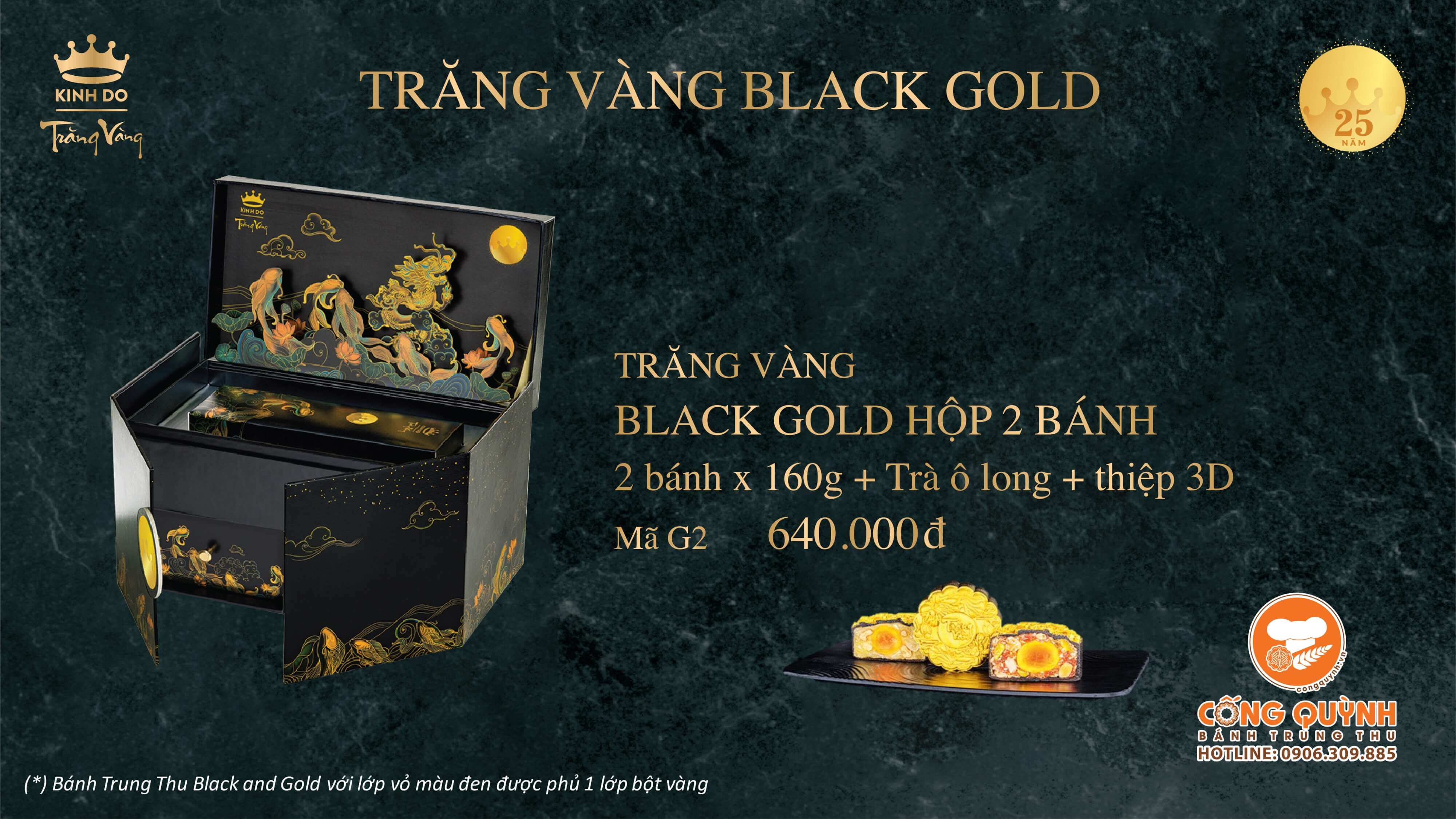Bánh trung thu Kinh Đô Trăng Vàng Black N Gold 2024 - Hộp 2 bánh