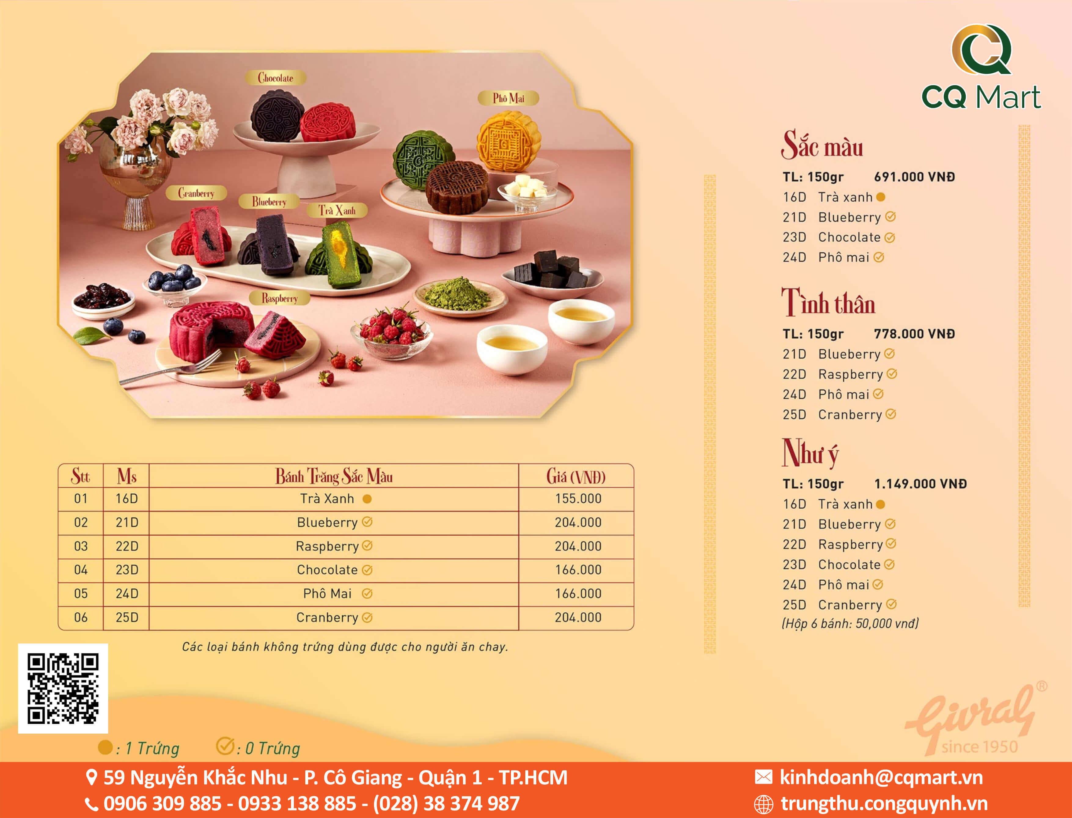 Bảng giá bánh Givral tại CQ Mart