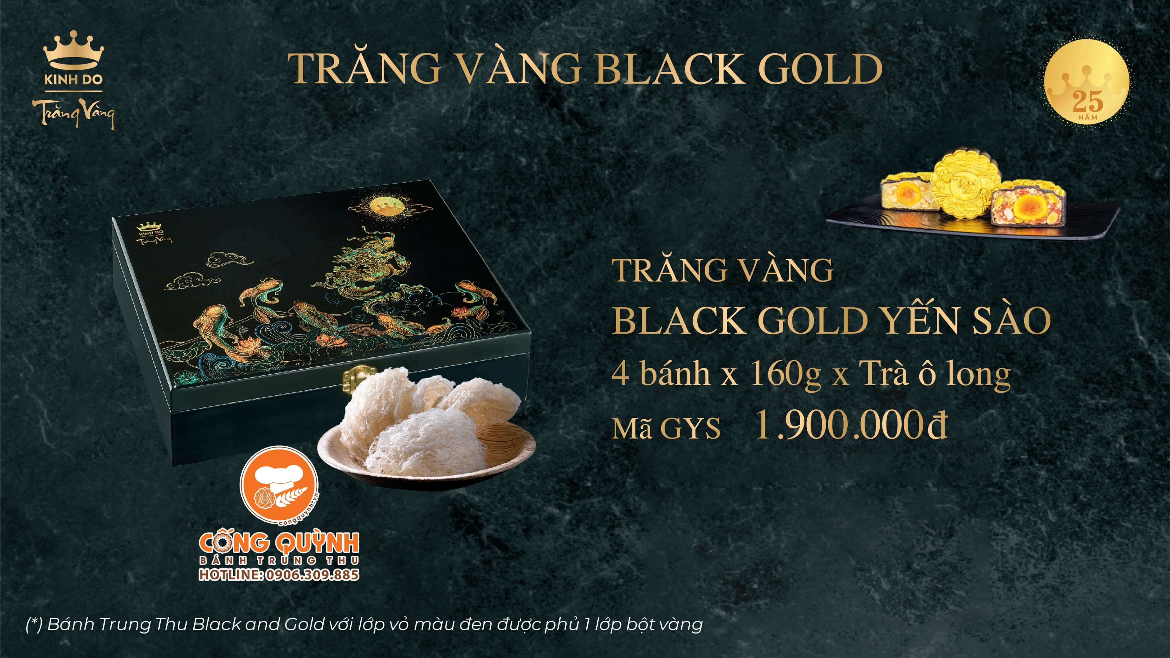 Bánh trung thu Kinh Đô Trăng Vàng Black N Gold 2023 Yến Sào Hộp 4 bánh