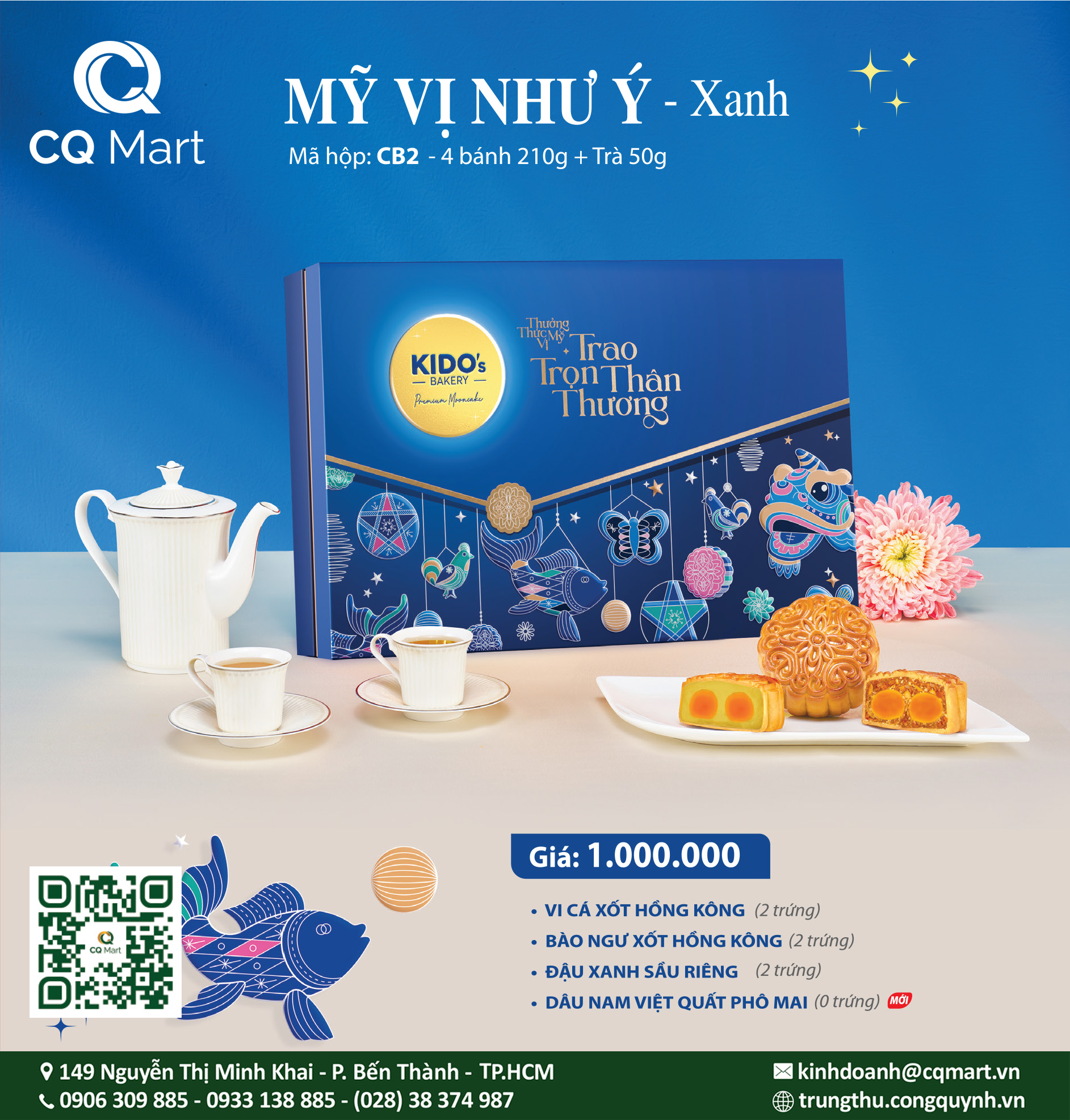 Bánh trung thu Kido - Mỹ Vị Như Ý Xanh