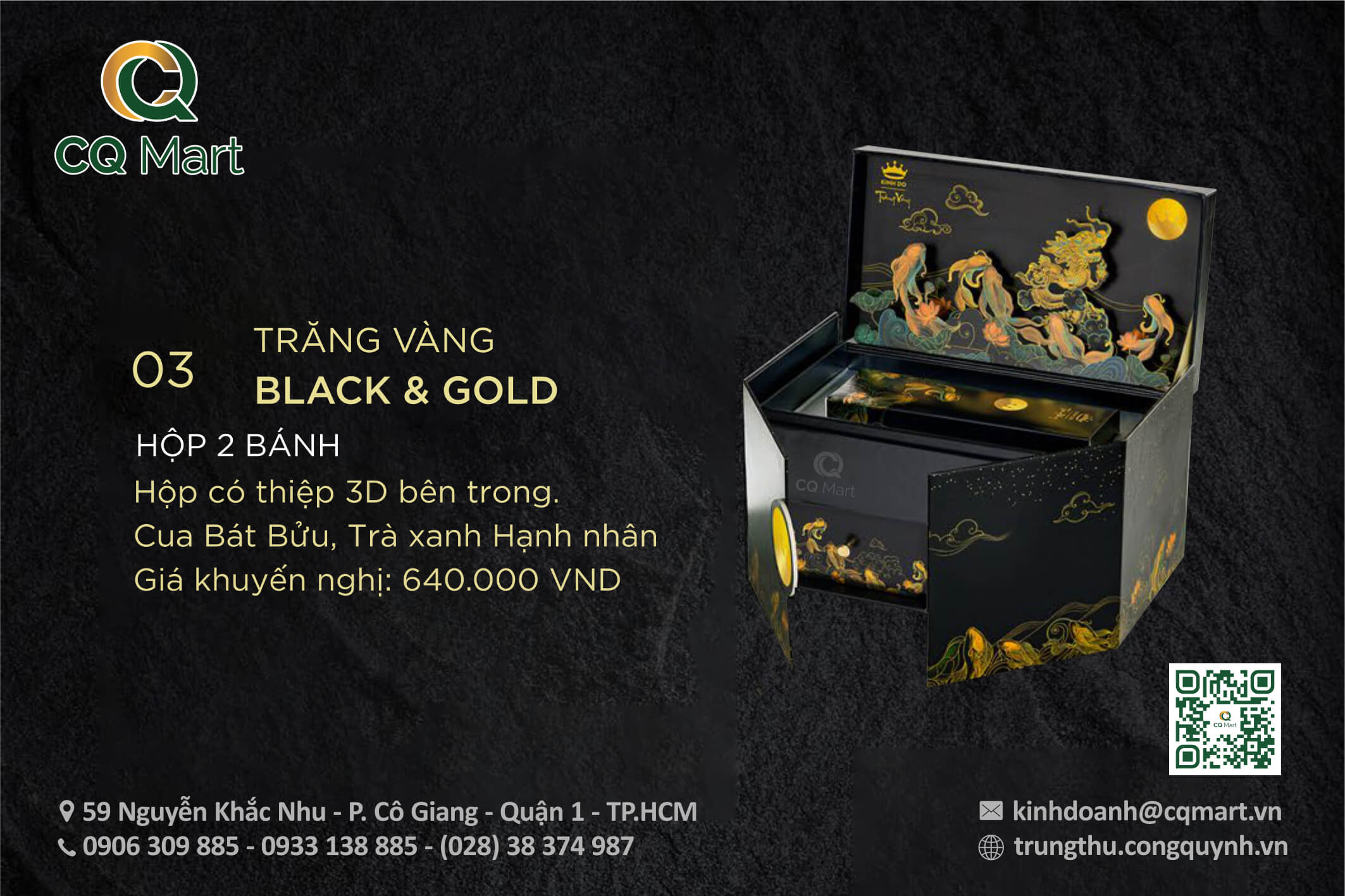 Bánh trung thu Kinh Đô Trăng Vàng Black N Gold 2024 - Hộp 2 bánh