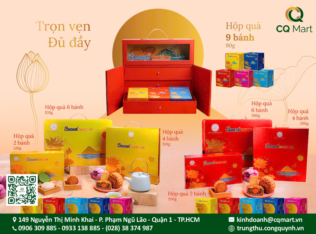 Bánh Trung Thu Yến sào Khánh Hoà 2025 Hộp quà tặng 9 bánh