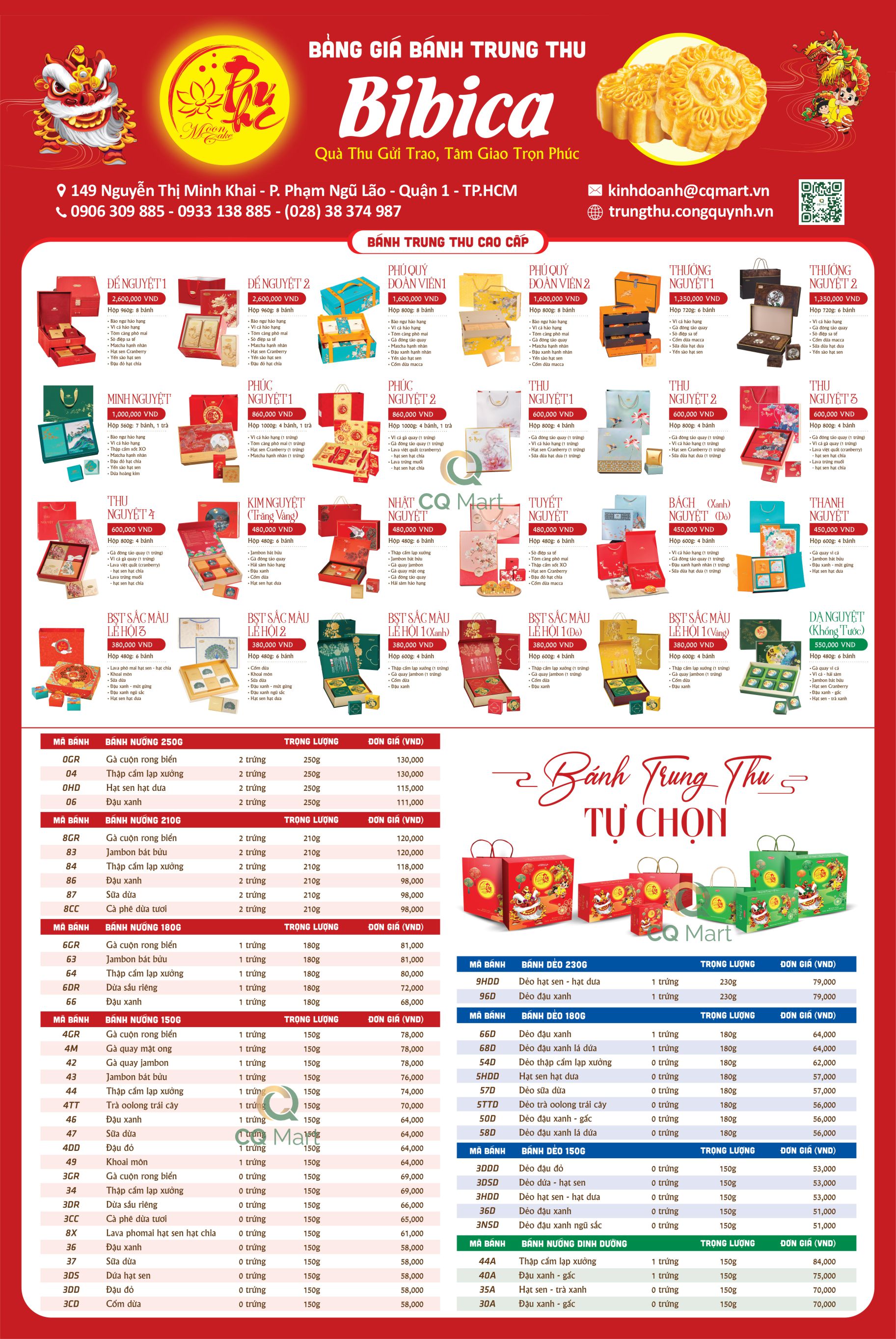 bảng giá bánh trung thu Bibica